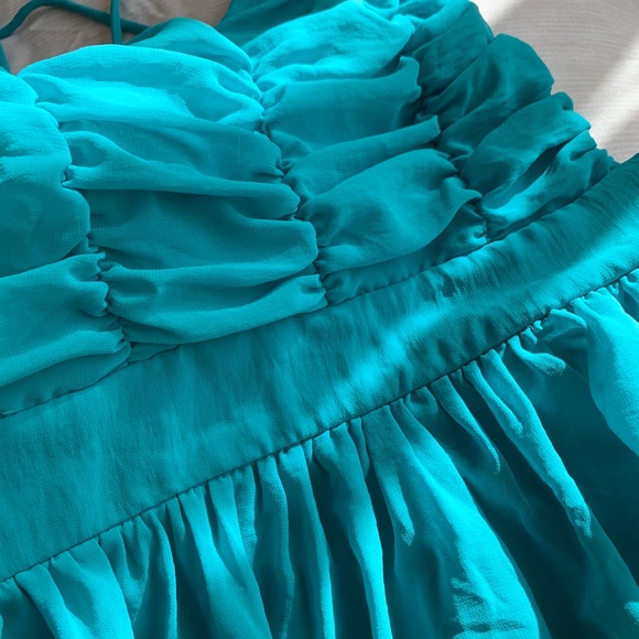 Boutique dress, open cross back, aqua / seafoam - Picture 3 of 9
